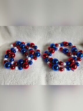 Bundle of 2 new Patriotic 4th of July Red White & Blue Ornament Garland, 72"